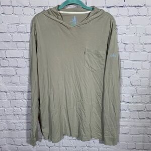 Johnnie-O Mens Hooded Pullover Top Gray Size L Lightweight Cotton Outdoor Casual